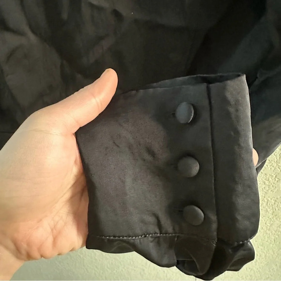 Good American wrap tux silky black collared blouse - Picture 13 of 13